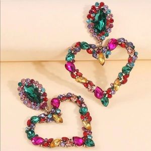 Heart shape Rhinestone drop earrings